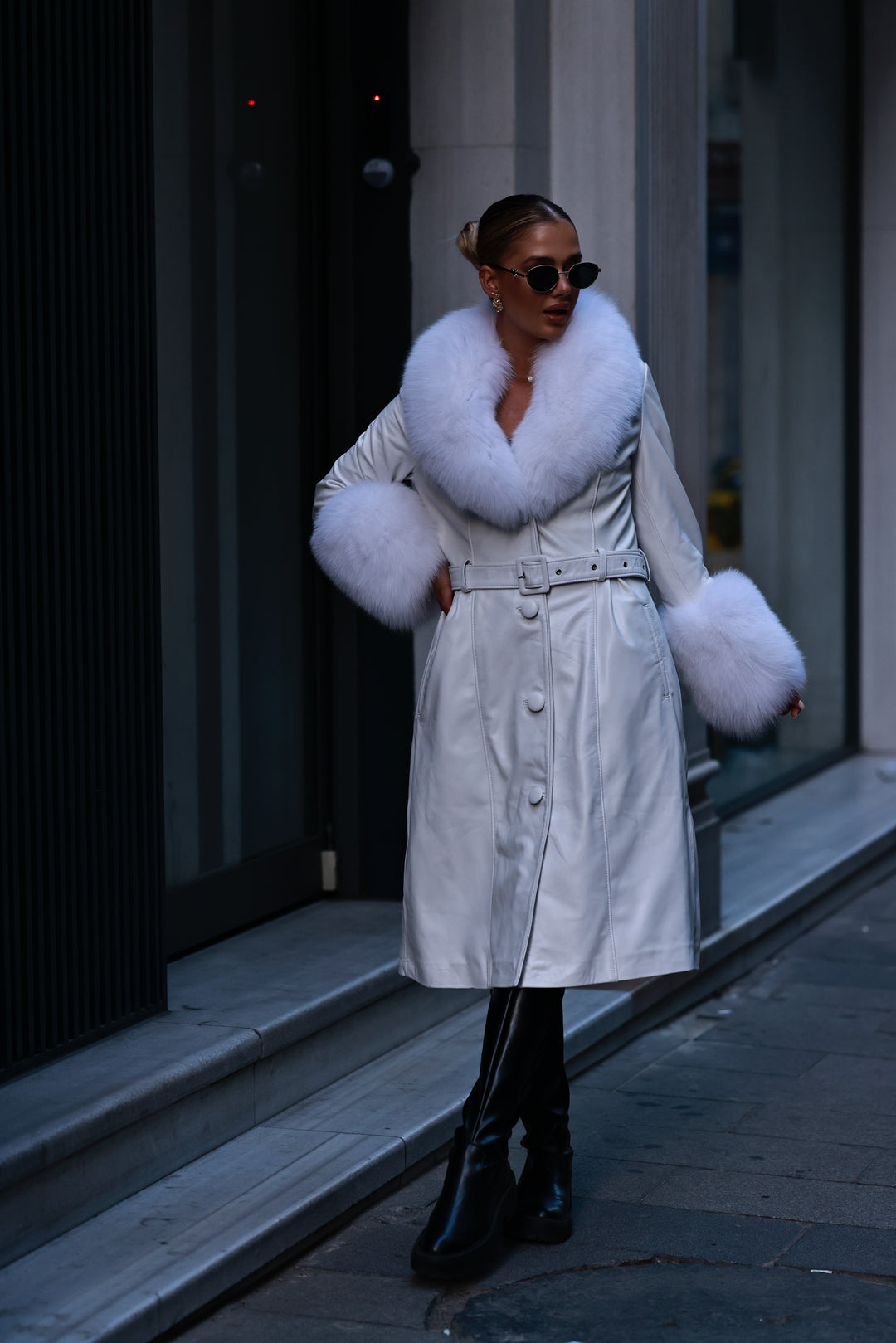 Leather coat white