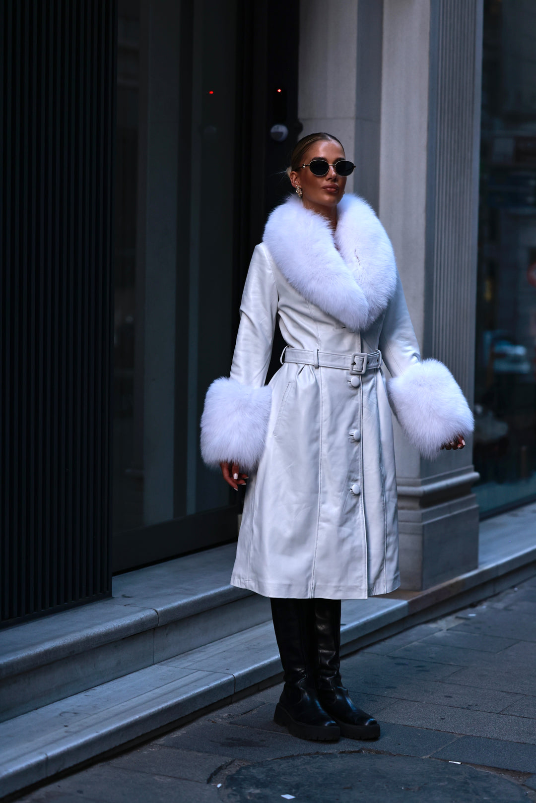 Leather coat white