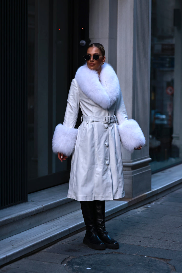 Leather coat white