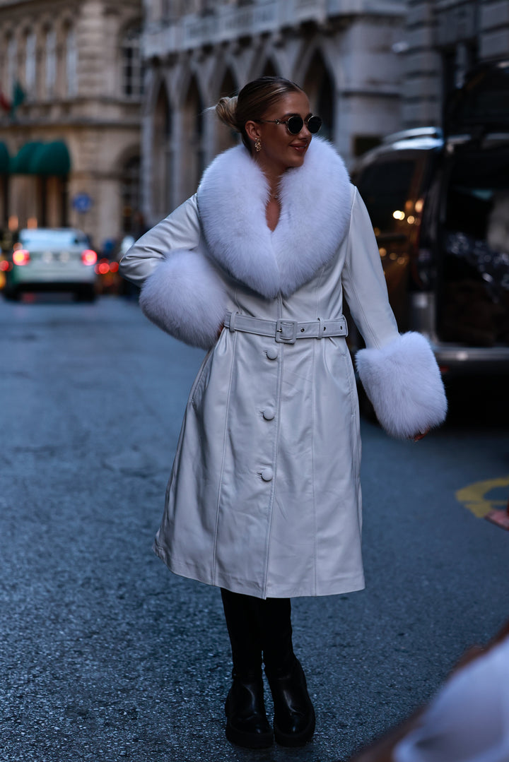 Leather coat white