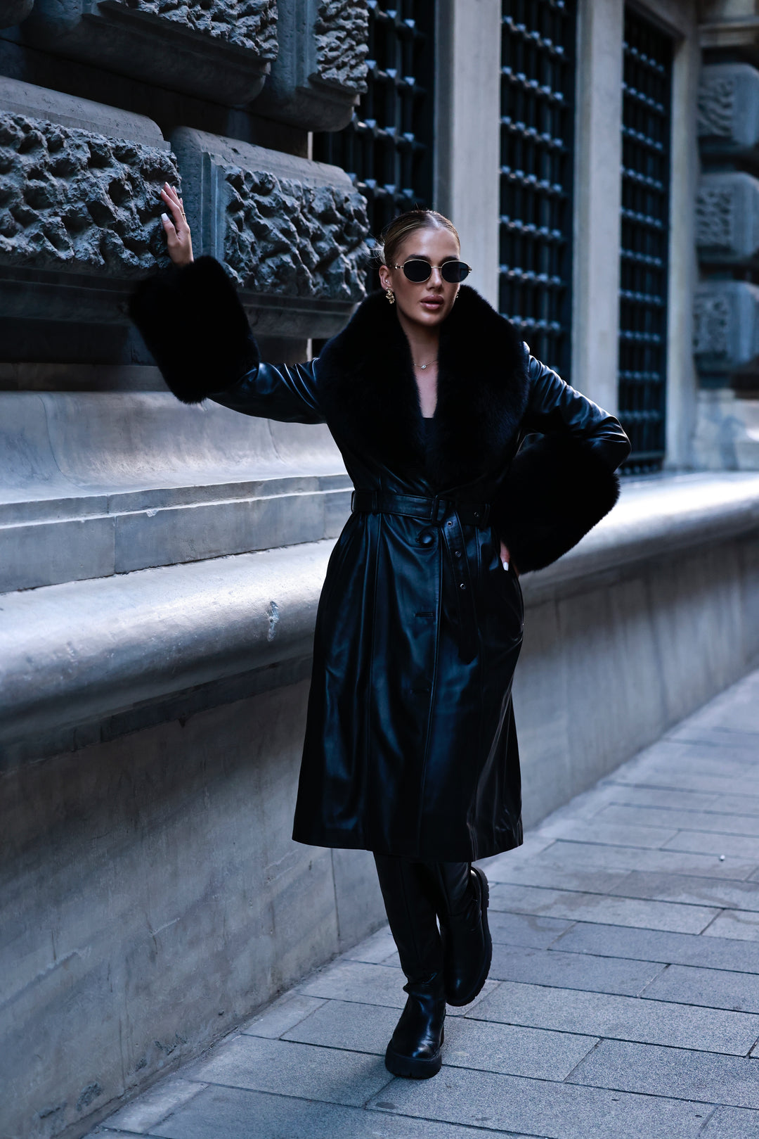 Leather coat black