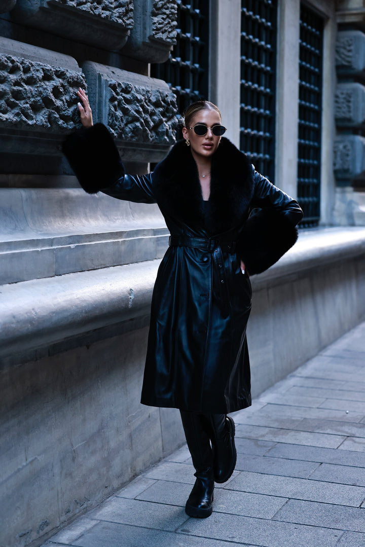 Leather coat black