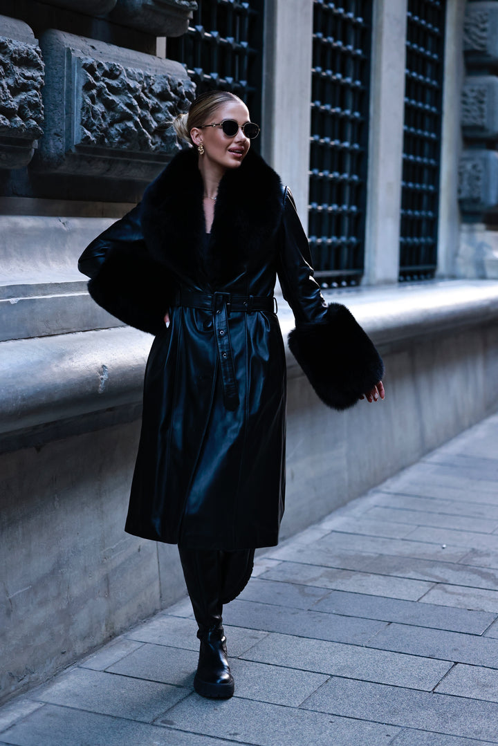Leather coat black