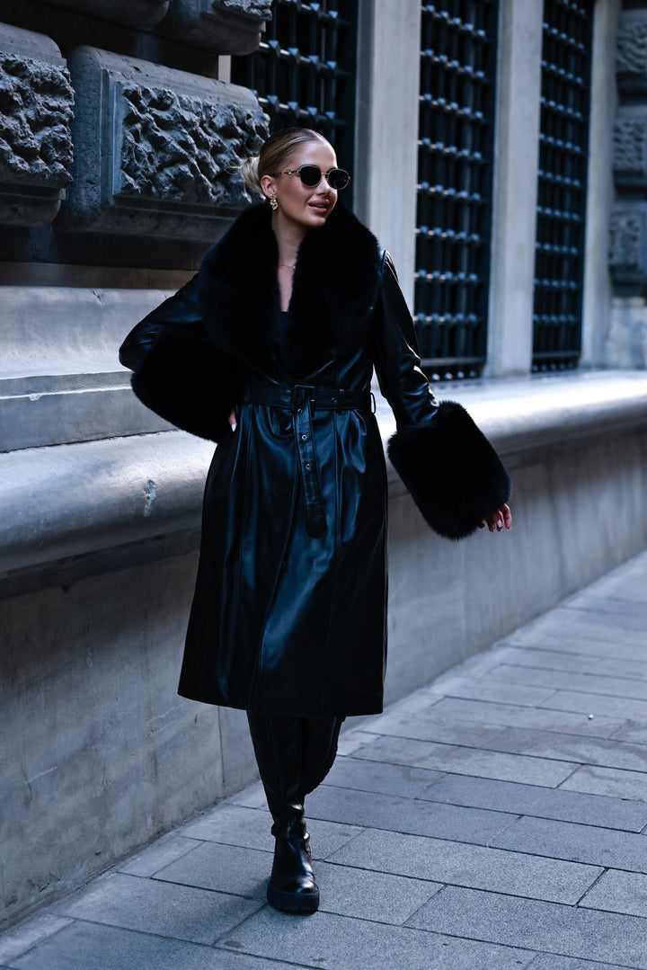 Leather coat black