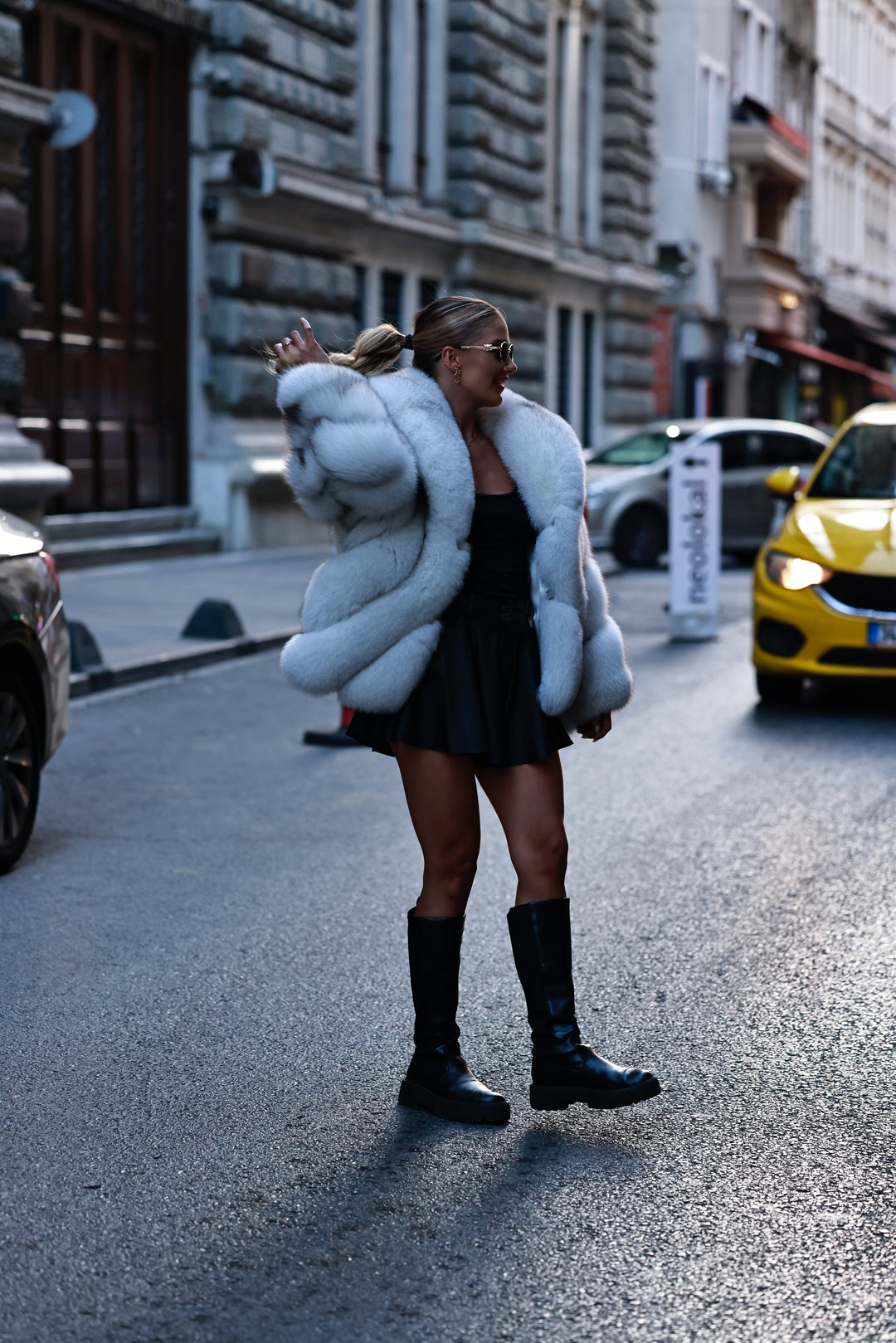 Domias fur coat snow white