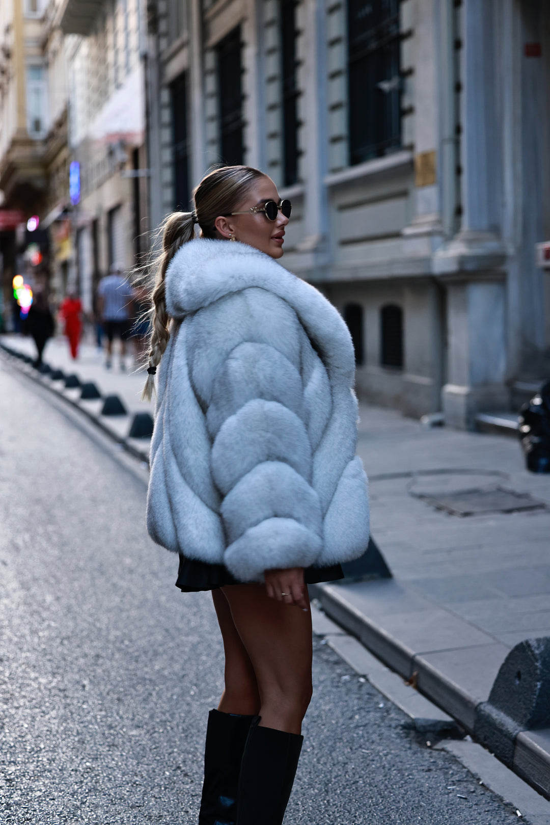 Domias fur coat snow white