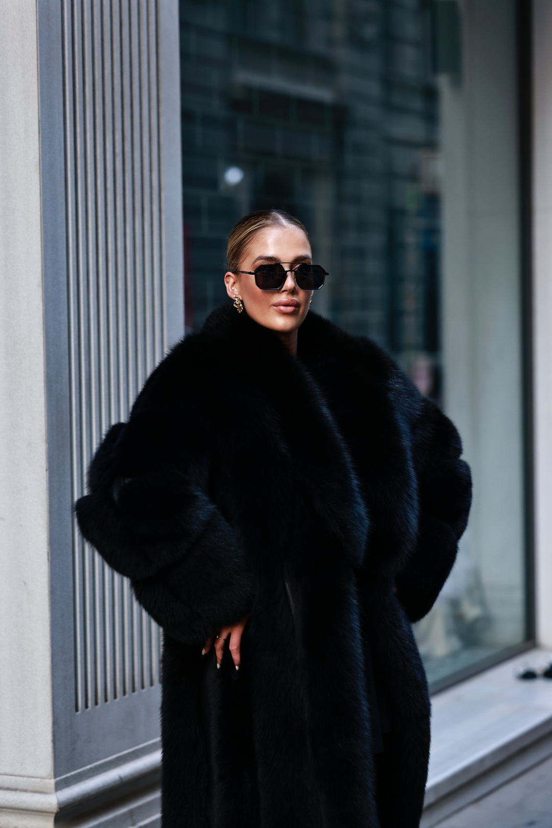 Fur coat lusion black