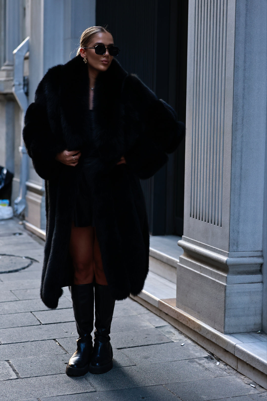 Fur coat lusion black