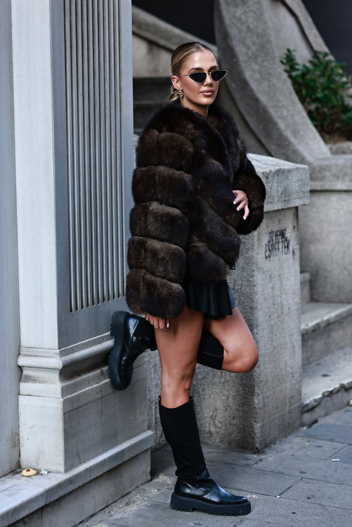 Fur coat Gloris dark brown