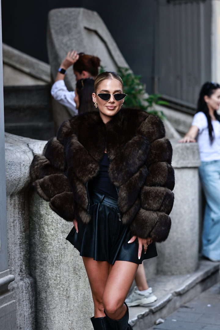 Fur coat Gloris dark brown