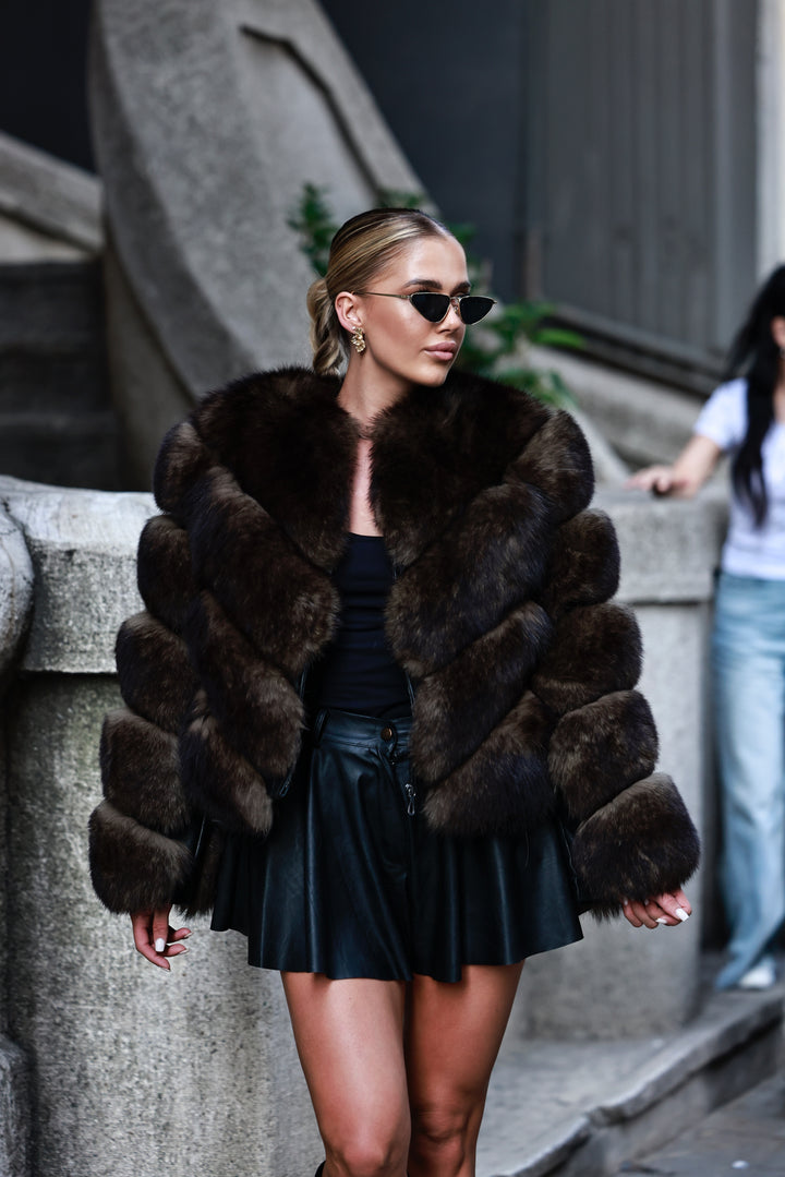 Fur coat Gloris dark brown
