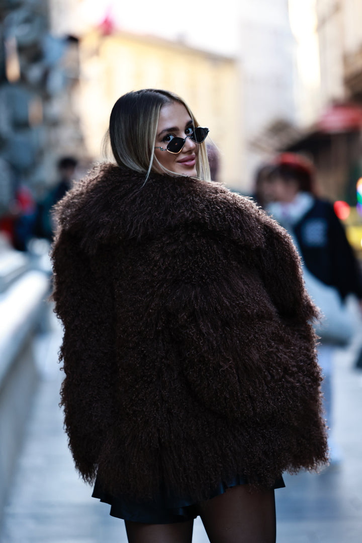 Mongolian choco fur coat 