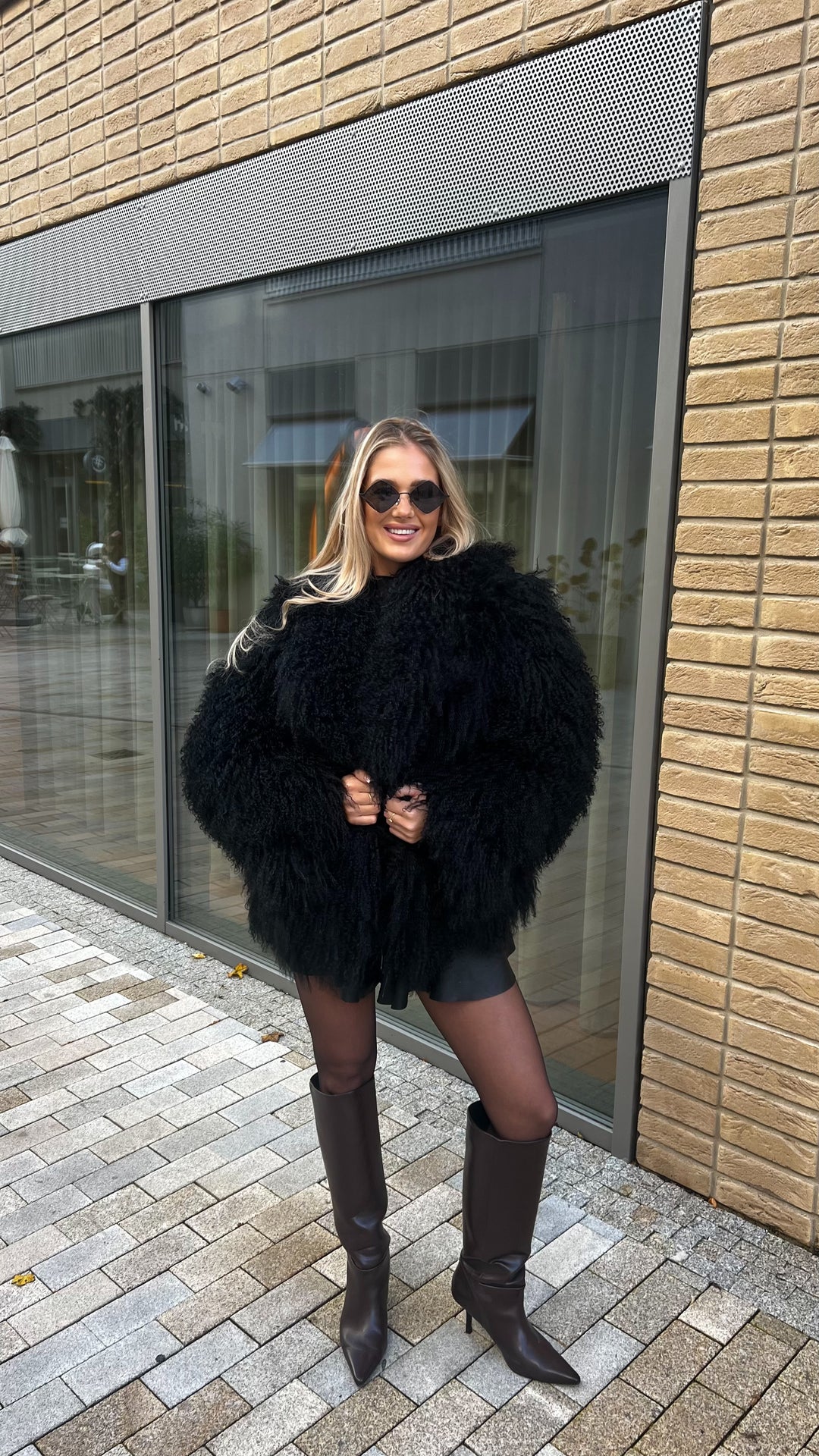 Mongolian fur coat black