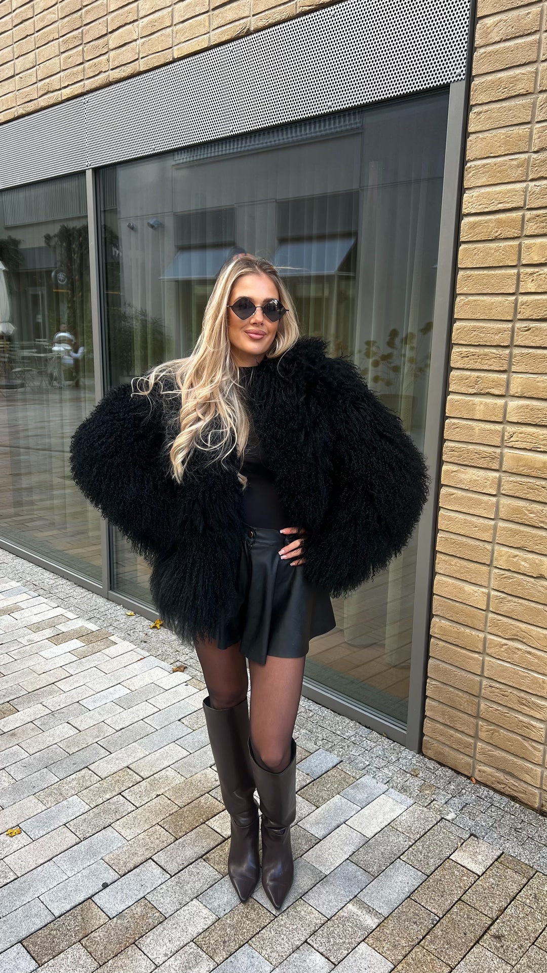 Mongolian fur coat black