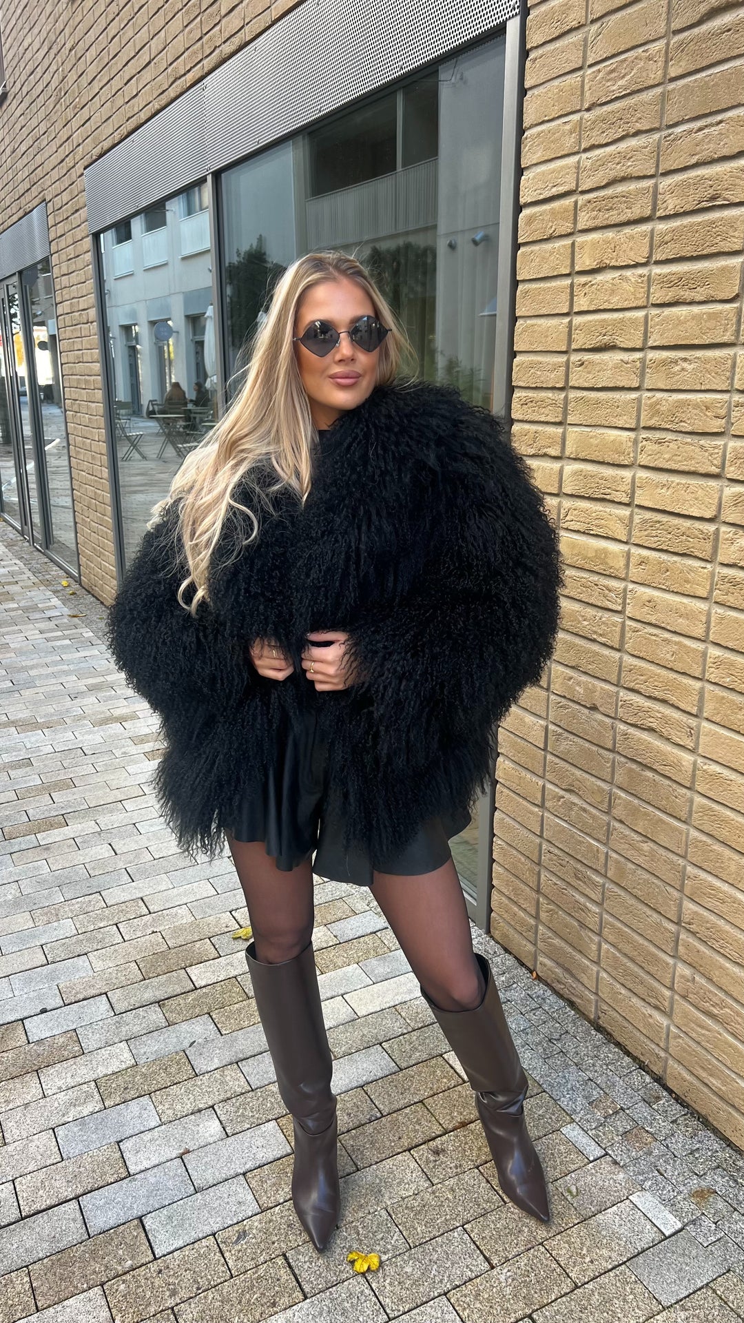 Mongolian fur coat black